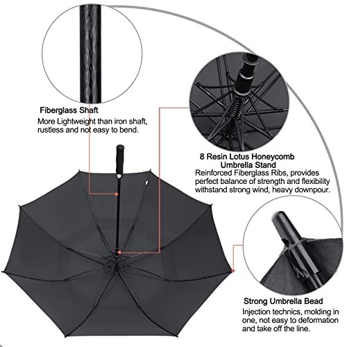 G4Free - G4Free Automatic Open Golf Umbrella Double Canopy Vented Stick Umbrellas -TN22A051A-D02V638A-D01V066A-TN22A051B-D02V638B
